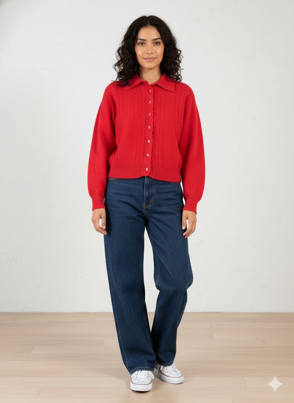 Vintage Cardigan Angora rabbit, Wool Red preppy Japan Classic Sz-40 fits S/M